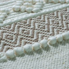 Handmade Cotton Table Runner – 70×14 Inch | Boho Beige & White Textured Runner for Dining, Console, or Bed